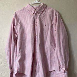 Womens Ralph Lauren pink button down shirt